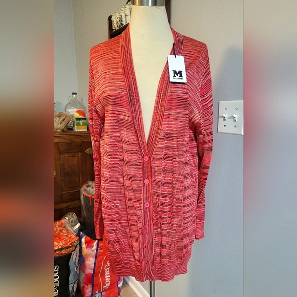 M by Missoni Sweaters - Missoni  coral striped silk cardigan